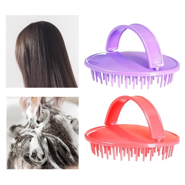 Cepillo de champú para cabelludo de 2 uds, resistente al desgaste que se desliza a través del cabello fácilmente cómodo para mascotas adultos promueve purpura Yinane cepillo de champú