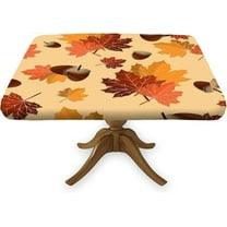 Wooden Brown Square Fitted Tablecloth, Wood Rustic Planks Barn Door Dust & Wrinkle Proof Elastic Edge Table Cover, for Spring Summer Fall Picnic Party Use, Fits to 30x30 in Table