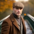 thumbnail image 2 of Classic Solid Flat Cap Newsboy Hats for Men Cabbie Driving Scally Adjustable, 2 of 7