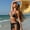 Black, variant on Boho Starfish Embellished 3-in-1 Bikini Set, Vertical Ribbed String Bikini With Sheer Mesh Sarong Tropical Vacation Bathing Suit