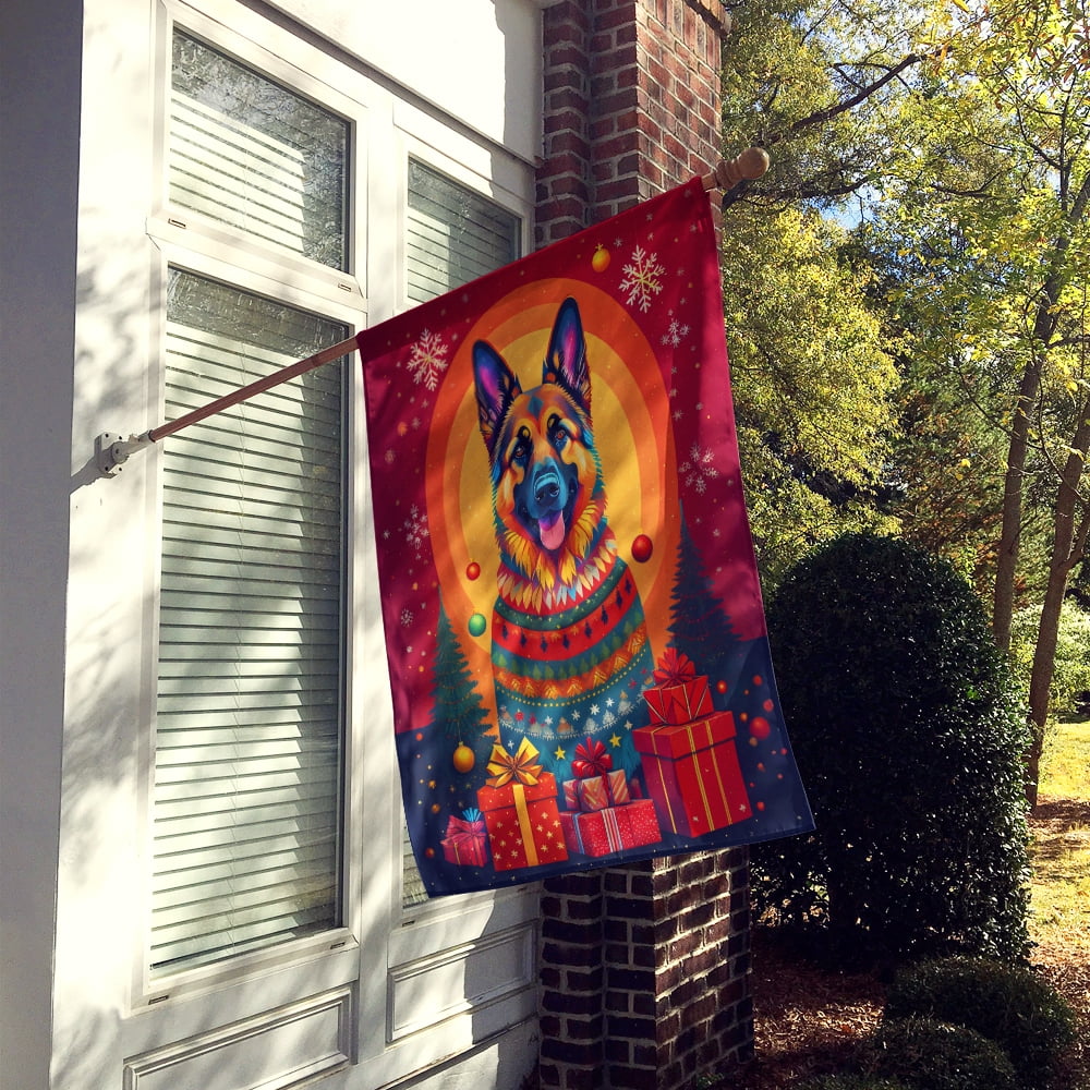 German Shepherd Holiday Christmas House Flag 28 in x 40 in