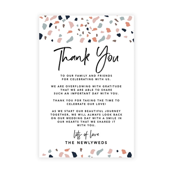 Koyal Wholesale Terrazzo Border Thank You Place Setting Cards, 56-Pack
