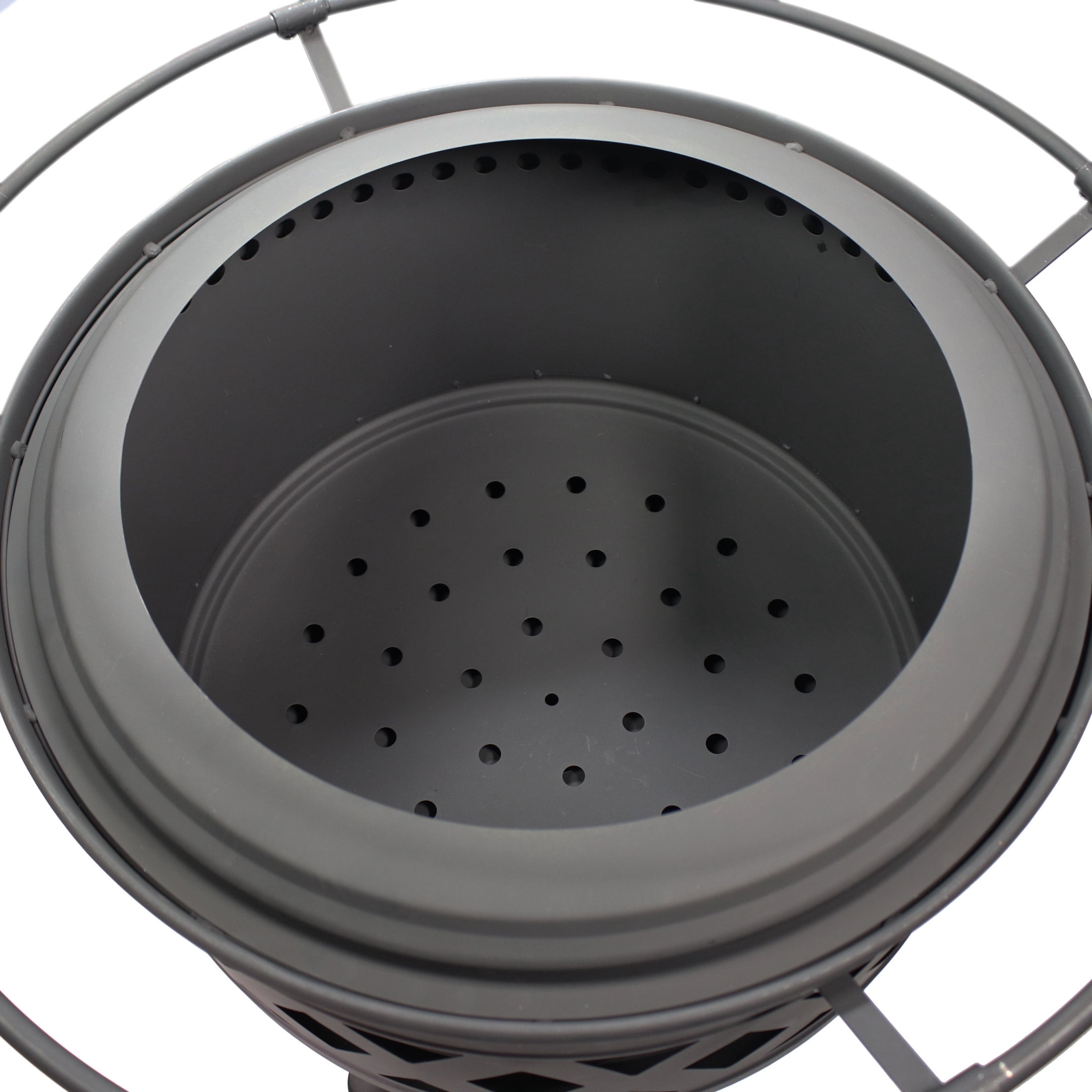 Sunnydaze 30" Round Wood-Burning Black Finish Steel Crossweave Smokeless Fire Pit