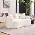thumbnail image 2 of LY-025S Curved Loveseat White Full Compression Sponge Sofa, 30D Chenille No-Assembly Compact Sofa for Small Spaces & Apartments, 65"L, 300 lbs, 3 Pillows, 2 of 9