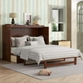 thumbnail image 2 of Queen Size Murphy Bed, Pine Wood Cabinet Bed with Rattan Decoration and Storage Drawer,Walnut, 2 of 6