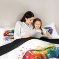 thumbnail image 4 of Manfei Cartoon Rainbow Full Size Comforter Sets, Rustic Groovy Daisy Bedding Comforter Set, White Blue, Black Reversible, 3pcs, 1 Comforter and 2 Pillowcases, 4 of 7