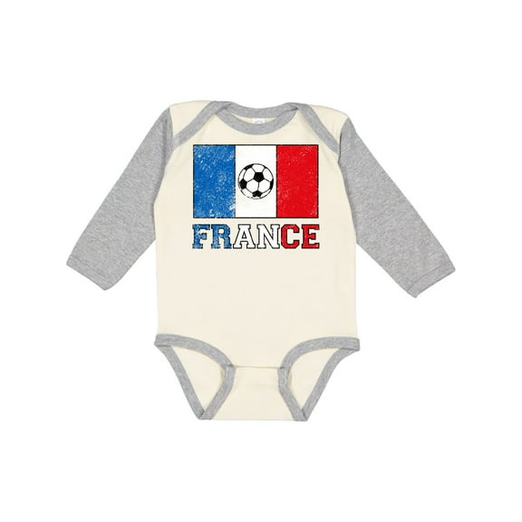 Inktastic French Soccer Boys or Girls Long Sleeve Baby Bodysuit