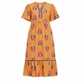 thumbnail image 6 of QUNYINEY Women's Summer Dresses A Line Short Sleeve Midi Floral Sundress Loose Fit Flowy Casual V Neck Ruffle Dresses, 6 of 6