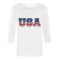 thumbnail image 4 of MANHUJI Summer Tops for Women 2024 Women's Summer Round Neck Independence Day Usa Printed Loose Casual 3/4 Sleeve Top Women Tops Cute Tops for Women Womens T ShirtsSky Blue, 4 of 4