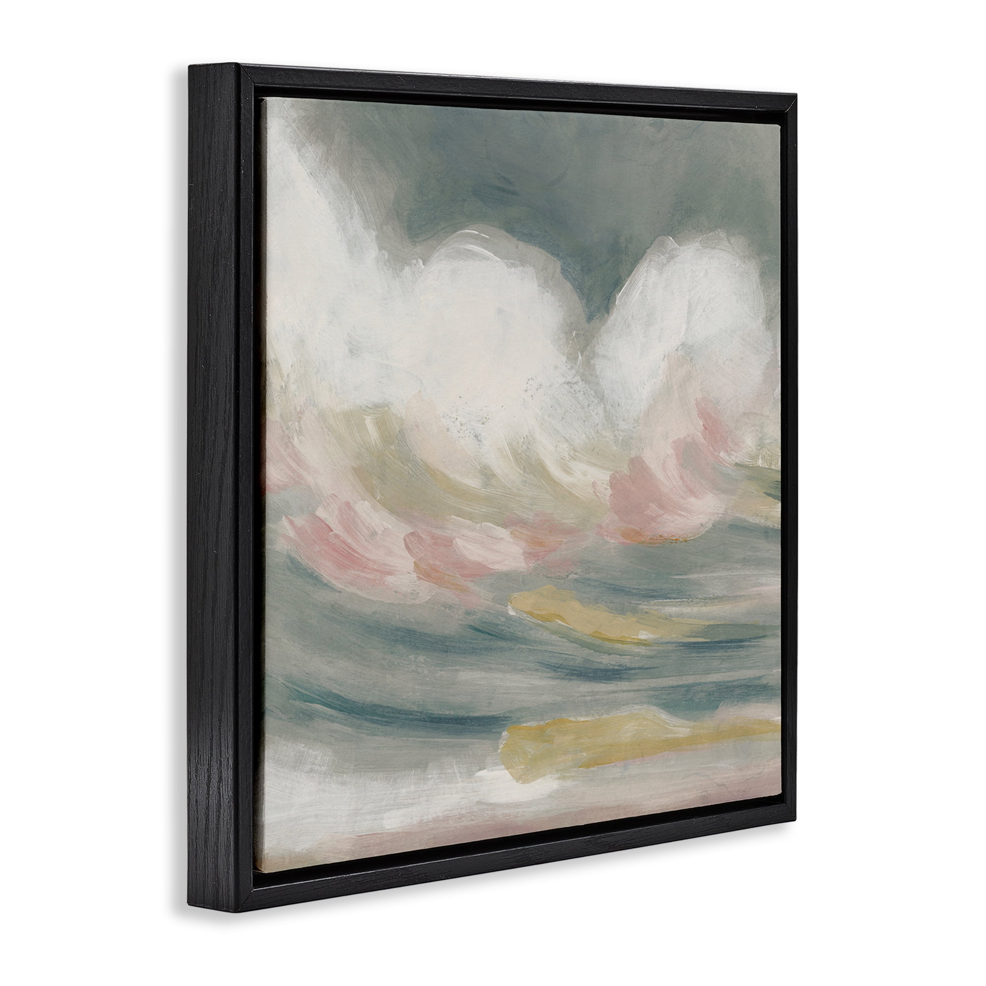 Stupell Industries Stormy Rolling Waves Landscape Painting Black Floater Framed Canvas Art Print Wall Art, 25 x 25