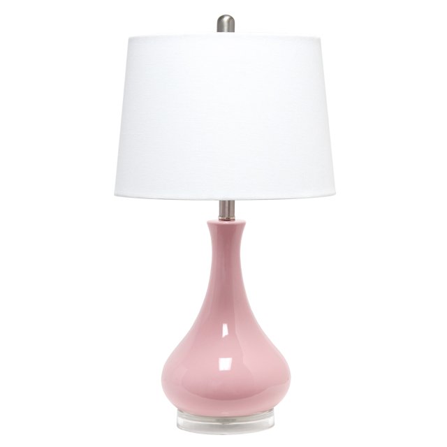 Elegant Designs Ceramic Tear Drop Shaped Table Lamp, Rose Pink