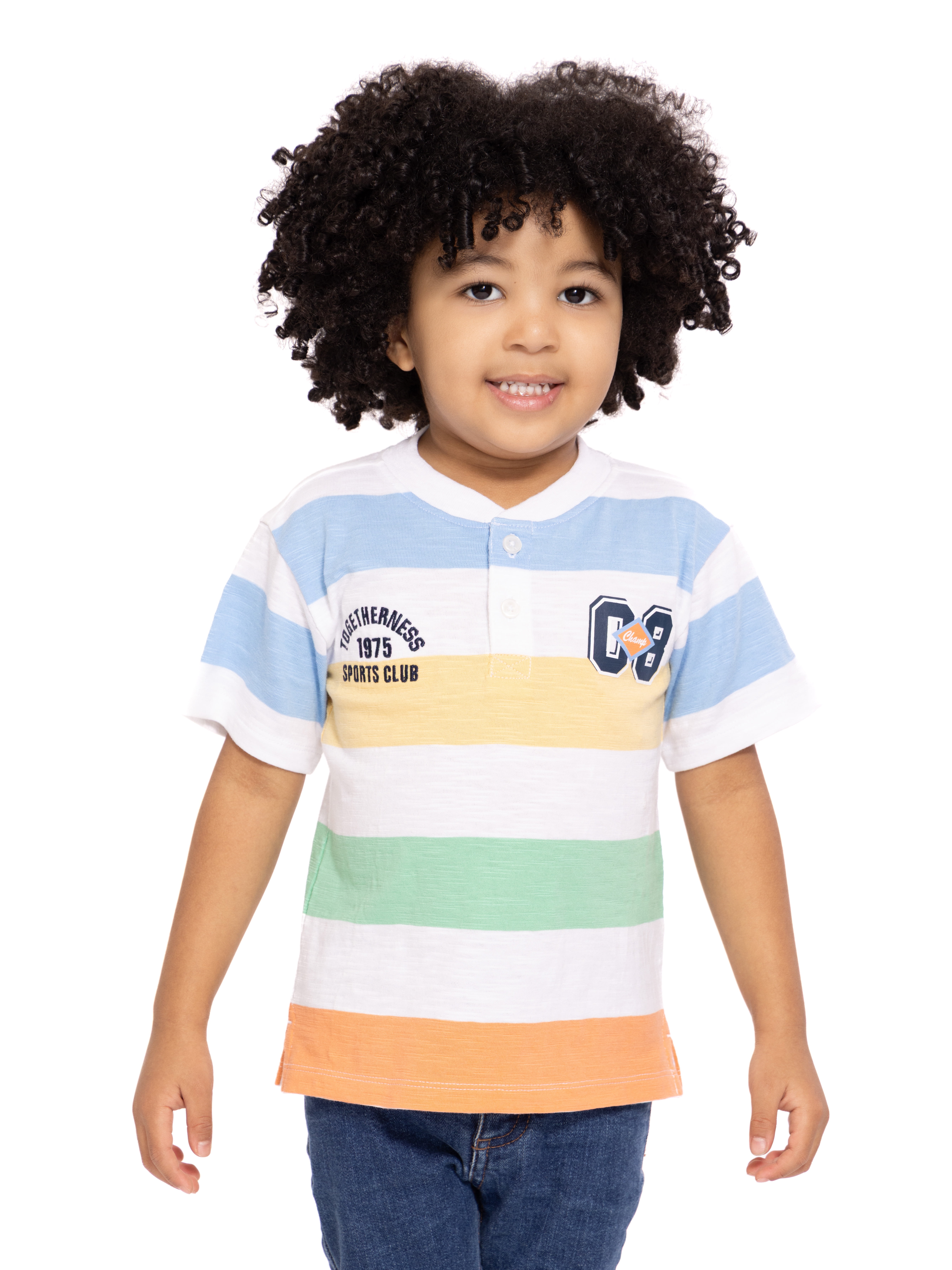 Wonder Nation Toddler Boy's Short Sleeve Striped Henley T-Shirt, Sizes 12M-5T