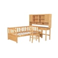 thumbnail image 6 of Twin Size Multifunctional Wood Platform Bed with Bookshelf at the Head of the Bed, Built-in Desk and Matching Chair, Natural, 6 of 18