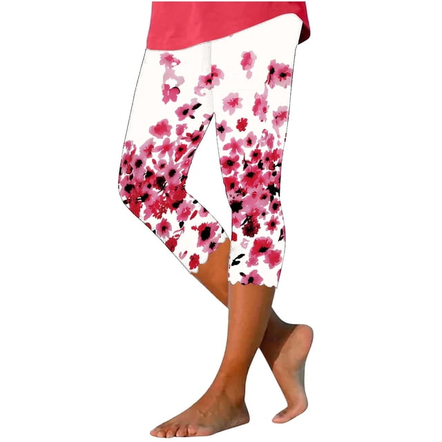 Capris pour Femmes, Pantalons Capri pour Femmes, Capris de Yoga Imprimés Décontractés Élastiques pour Femmes