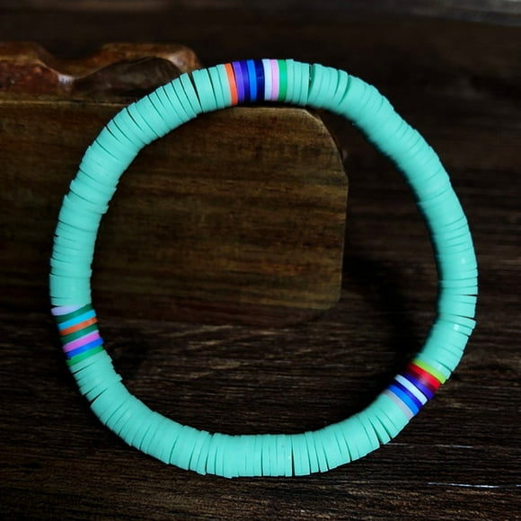 EGNMCR Bracelets for Women Women's Beach Bohemian Sweet 6mm Color Soft Pottery Bracelet Elastic Bracelet Women Bracelet