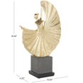 thumbnail image 3 of 11" x 17" Gold Polystone Ballet Dancer Sculpture with Elevated Black Base, by DecMode, 3 of 9
