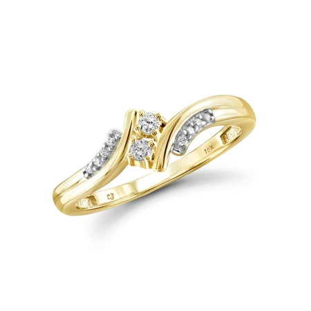 JewelersClub 1/10 Carat T.W. Round-Cut White Diamond 10kt Yellow Gold Two-Stone Ring
