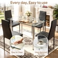 thumbnail image 5 of UHOMEPRO Black Kitchen Table Set, 5 Pieces Dining Table Set, Tempered Glass Dining Table and Chairs Set for 4, Upgraded Iron Dining Room Table Set with 4 PU Leather Chairs, 5 of 9