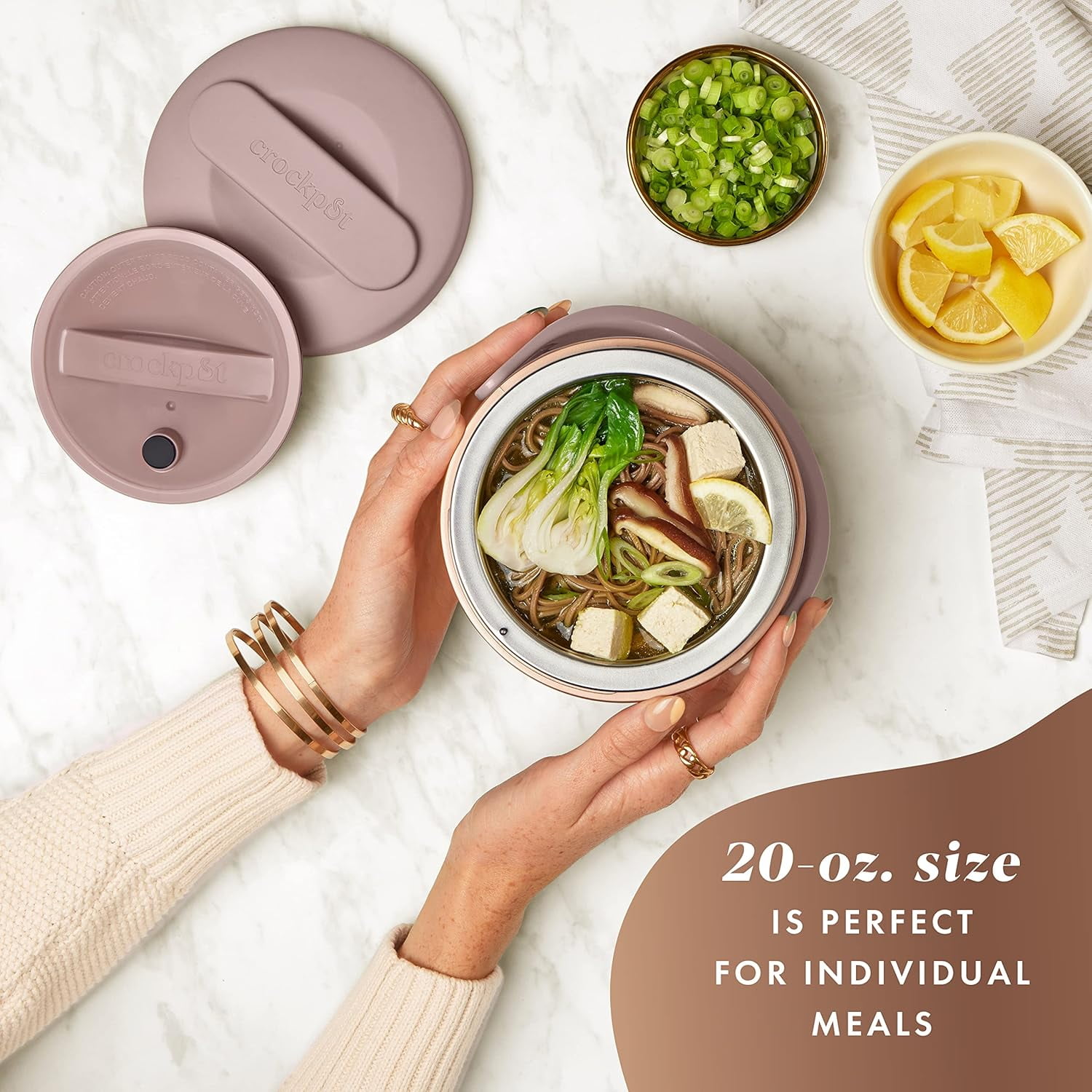 Unbranded 20oz Portable Electric Food Warmer, Personal Lunch Box Keeps Food Spill-Free & Warm, Ideal for Travel, Work, School, Car, On-the-Go, Dishwasher-Safe, Giftable, Blush Pink