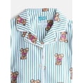 thumbnail image 2 of Wonder Nation Girls Short Sleeve Button Front Pajama Top and Shorts Set with Eyemask, 3-Piece, Sizes Sizes 4-18, 2 of 4