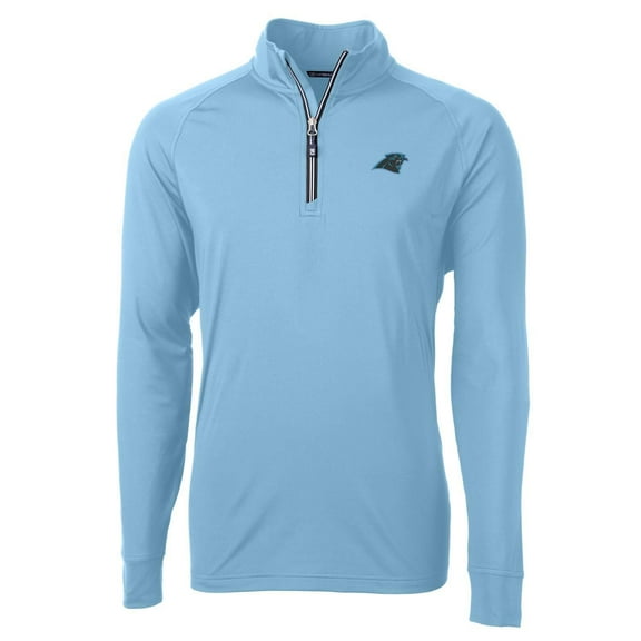 Men's Cutter & Buck Blue Carolina Panthers Adapt Eco Knit Quarter-Zip Pullover Jacket