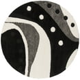 thumbnail image 4 of SAFAVIEH Florida Laidley Geometric Shag Area Rug, Black/Ivory, 5' x 5' Round, 4 of 7