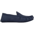 thumbnail image 4 of SNUGRUGS Leo Mens Suede Loafer Moccasin Slippers with Checked Cotton Inner and Rubber Sole - Navy - US 10, 4 of 7