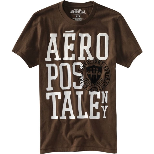 Aeropostale Varsity Athletic Deptment - Camiseta gráfica para hombre, color marrón, pequeña