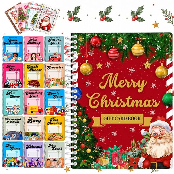 Christmas Gift Card Book for Adults, Spiral Bound Merry Cash Greeting Card(C)