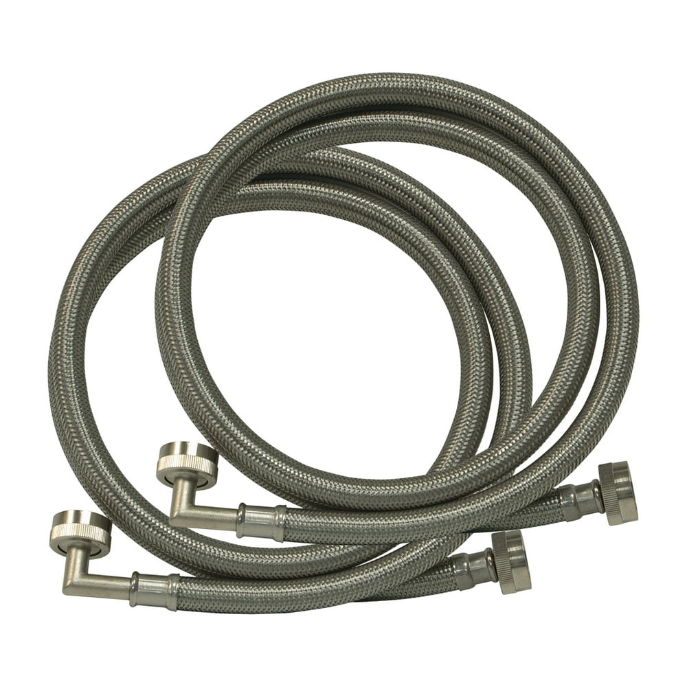 Eastman 48377 Braided Stainless Steel Washing Machine Hoses with 90