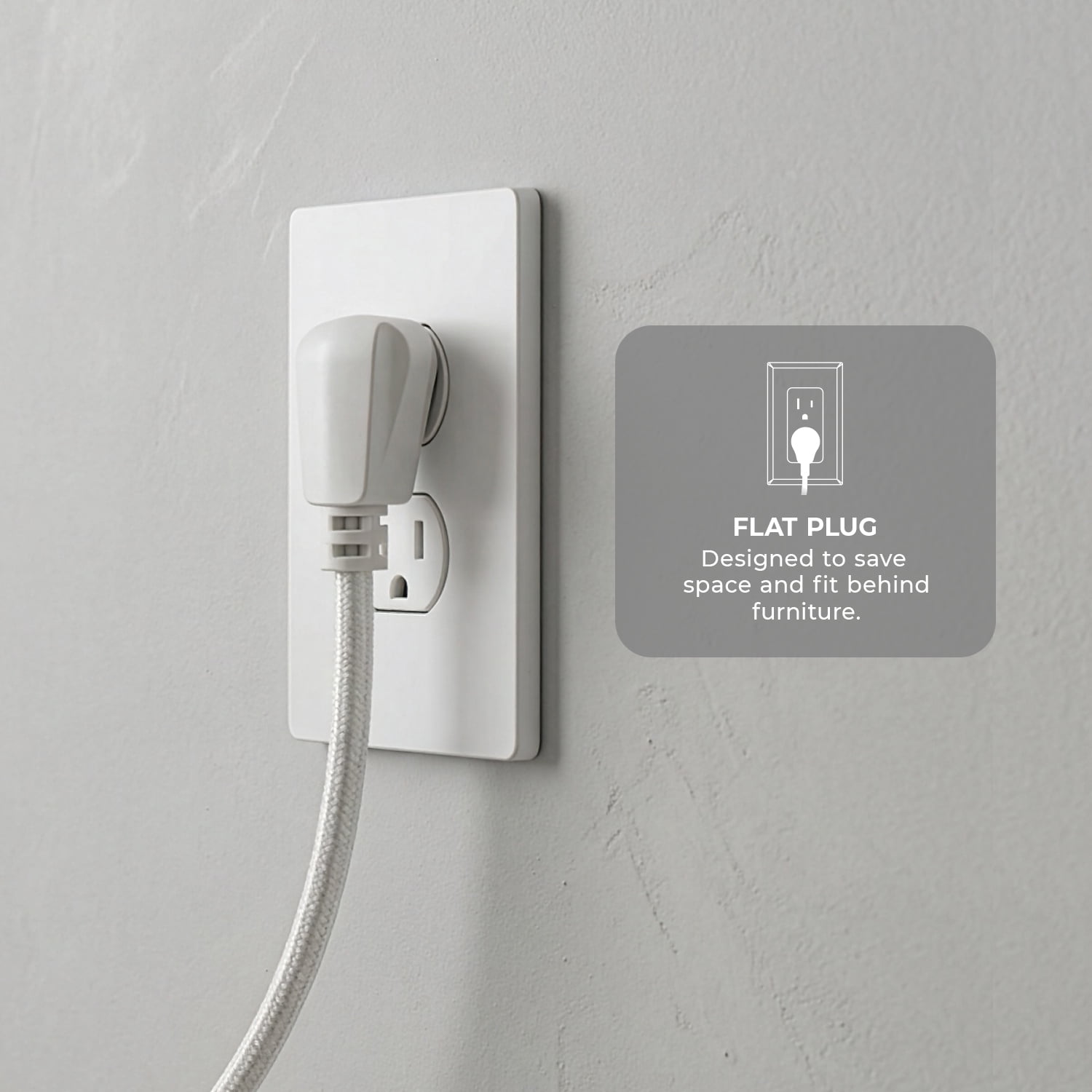 Globe Electric 4-Outlet Indoor Power Strip, 3 ft Braided Fabric Cord, Flat Plug, Pink