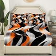 thumbnail image 3 of Erosebridal Geometric Stripes Bed Sheets King,Black Orange Bedding King Size,Spiral Swirl Sheet Set King,Microfiber Boys Bedroom Decor,4 Pieces, 3 of 7