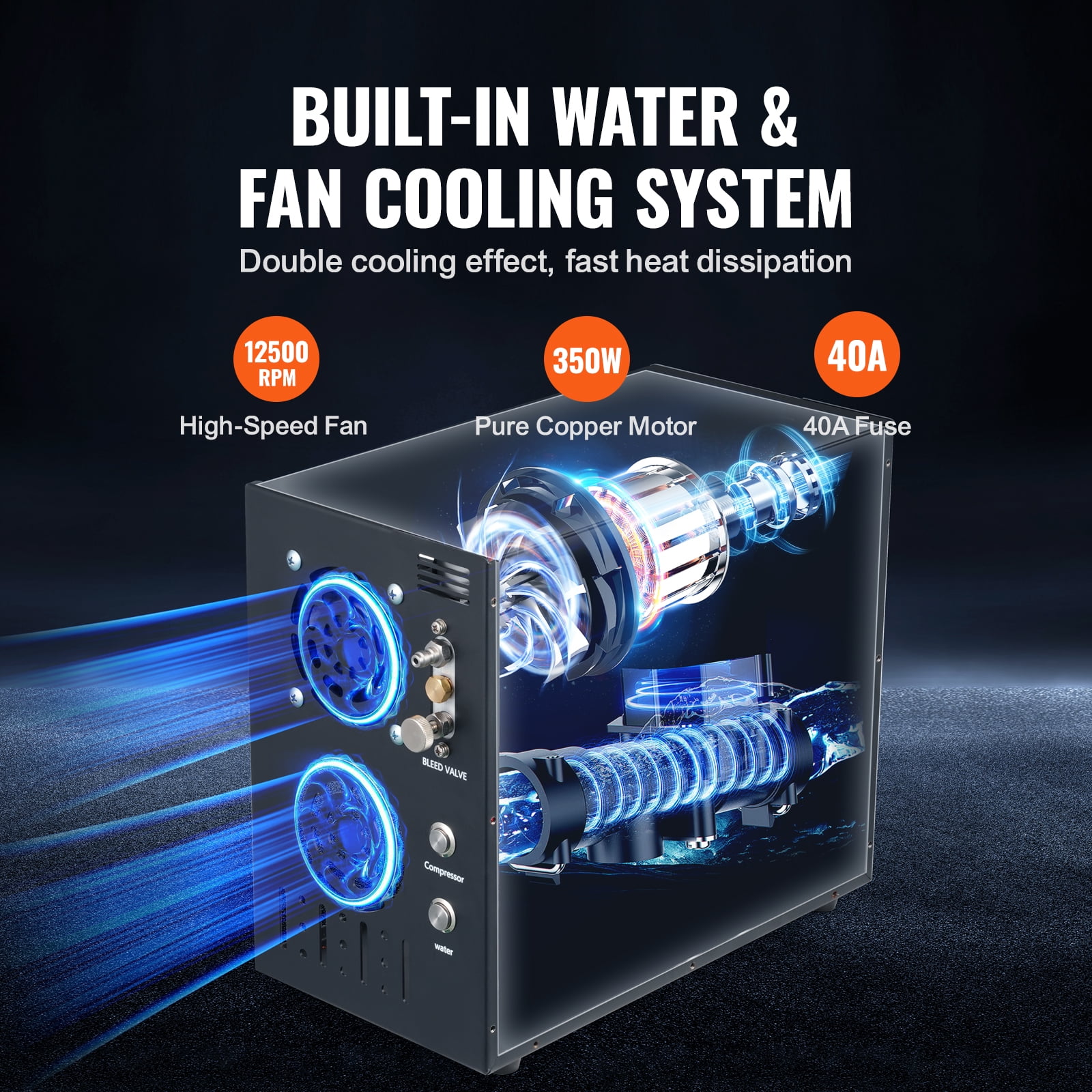 VEVOR PCP Air Compressor, 4500PSI/30Mpa Portable PCP Airgun Compressor - Built-in Water and Fan Cooling System, Auto-Stop | DC12V/AC120V Paintball Tank Compressor for Air Rifle, Scuba Diving Bottle