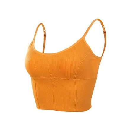 

QWERTYU Women s Bralettes Everyday Longline Support Bra Orange One Size