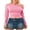 Pink 1, variant on Elippeo Women Solid Color Crop Tops Oblique Shoulder Long Sleeve T-Shirts Spring Fall Slim Fit Shirts Streetwear