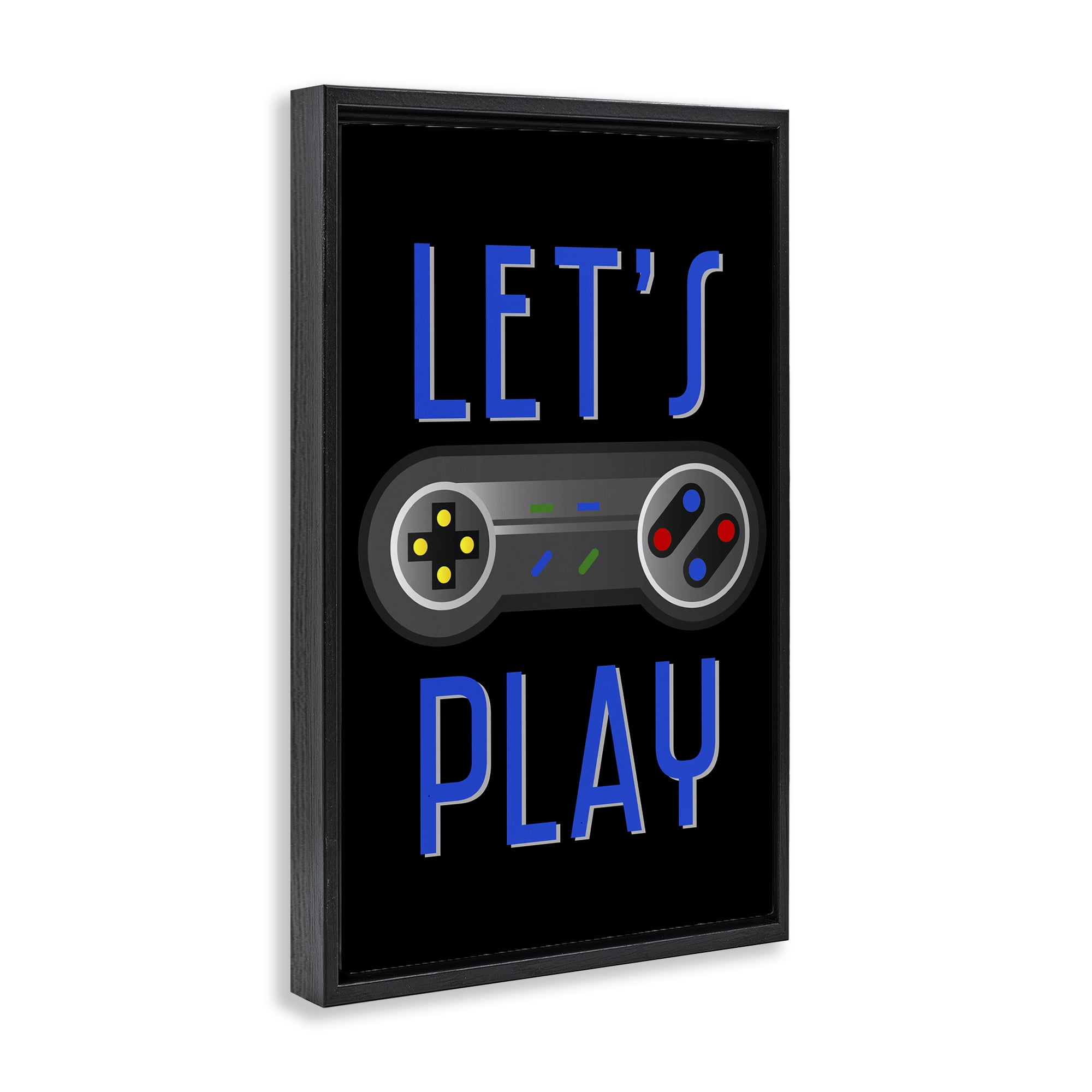 Stupell Industries Vintage Lets Play Games Typography Painting Black Floater Framed Art Print Wall Art, 21 x 31
