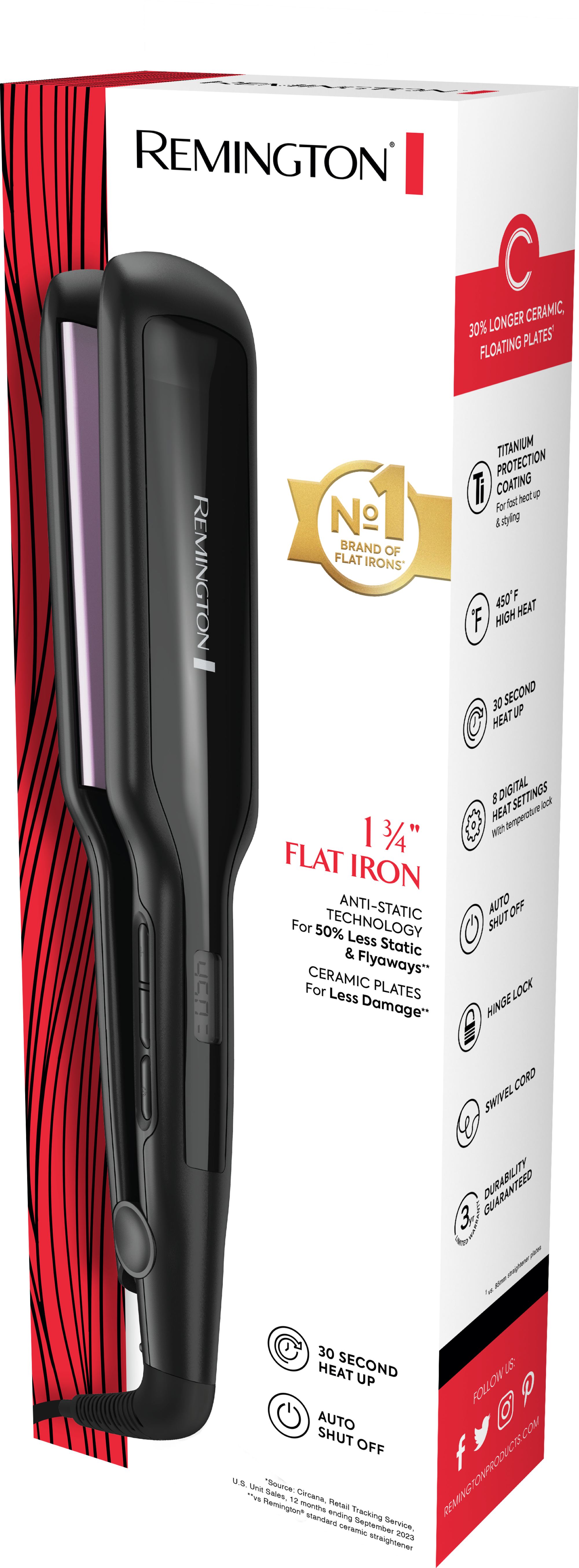 Remington 1.75" Titanium Flat Iron with Anti-Static photo 3