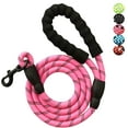 thumbnail image 1 of Strong Nylon Dog Leash Rope with Comfortable Padded Handle Training Lead for Medium and Large Breeds Dogs - Heavy Duty 5ft Long (Rose Red), 1 of 4