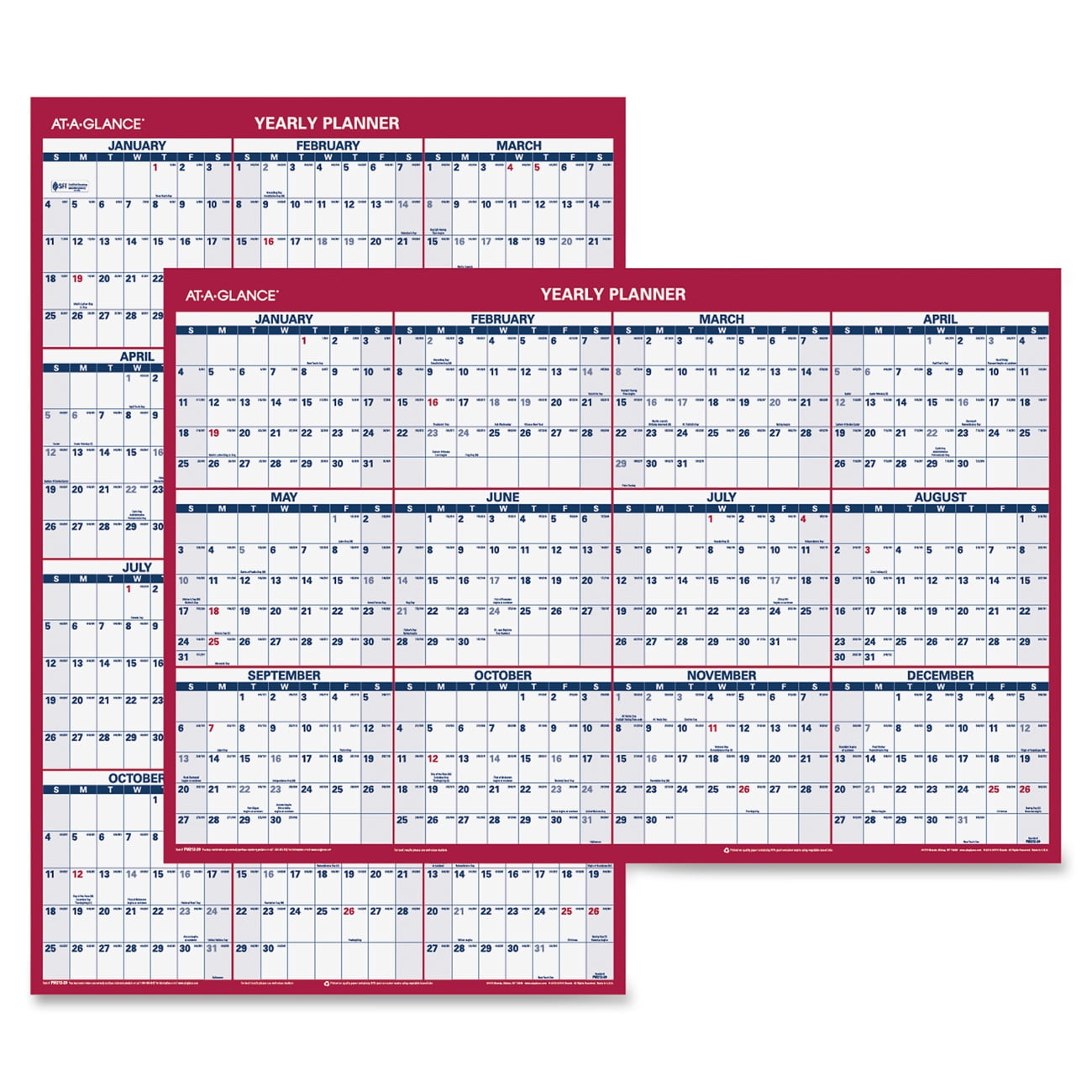 At A Glance Reversible Yearly Wall Calendar 36 X 24 12 Months 