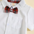thumbnail image 6 of TAIAOJING Kid Toddler Boy Clothes Outfit Toddler Boys Summer Suit Short Sleeved White Shirt With Bow Tie Red Plaid Shorts Performance Suit Gentleman Suit For 18-24 Months, 6 of 8