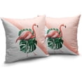 thumbnail image 5 of Flamingo Throw Pillow Covers 16x16 Set of 2 Tropical Leaves Pink Flamingo Pillow Cases Modern Geometry Abstraction Palm Leaf Pillowcase Summer Farmhouse Decor for Home Couch Sofa, 5 of 6