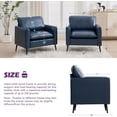 thumbnail image 2 of LAZZO Faux Leather Accent Chair, Mid-Century Modern Upholstered Armchair with Curved Armrests for Living Room and Office, Blue, 2 of 9