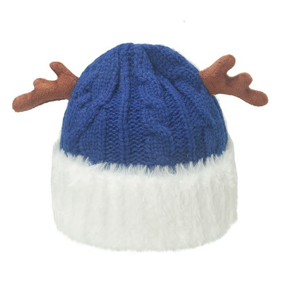 Clearance!Bpxiofoy Christmas Hats Christmas Beanie Winter Hat Winter Warm Knitted Plain Dyed Colorful Hat Letter Charm Custom Knit Hat for Women Christmas Gifts Blue M