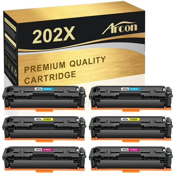 Arcon 6-Pack Compatible Toner for HP 202X CF501X CF502X CF503X Color LaserJet Pro MFP M254dw M254dn M254nw M280nw M281fdw M281fdn M281cdw Printers (Cyan Magenta Yellow)