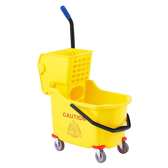 Anoncndin Commercial Mop Bucket with Side Press Wringer on Wheels, 35 Quart Capacity for Floor Cleaning, Kitchens, Restaurants, and Janitorial Use
