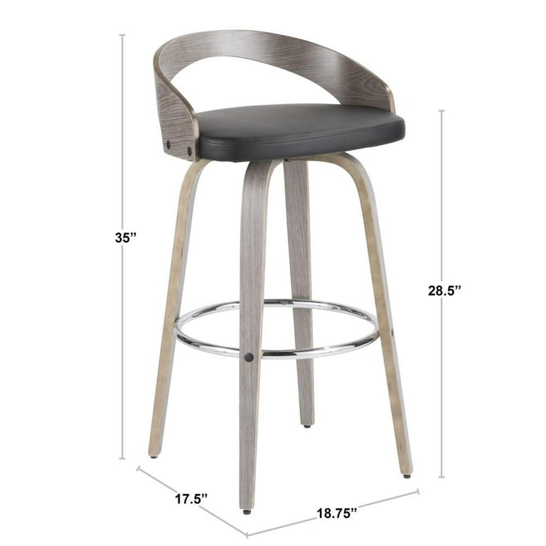 Lumisource Grotto Bar Stool In Light Grey And Black Finish BS GRT LGY BK Walmart