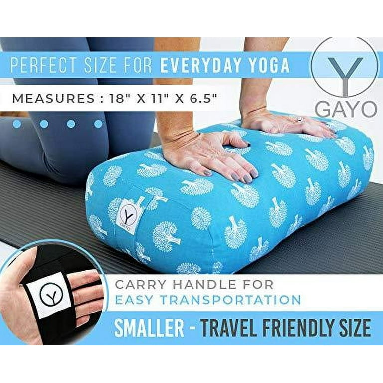 Gayo 100% Cotton Rectangle Yoga Bolster Pillow Set with Extra Cover and  Carry Bag - Medium Travel Size Yoga Bolsters and Cushions - Supportive Yoga