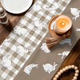 thumbnail image 2 of Japanese Rabbits Cotton Linen Table Runner for Dining Kitchen, Vintage Bunny Brown Farmhouse Plaid Wedding Outdoor Party Tablerunners Decoration, Dresser Scarf Coffee Tablecloth Runners 13x70 Inches, 2 of 9