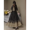 thumbnail image 6 of MORTTIC Women's Bohemian Paisley Print V Maxi Dress V-Neck Embroidered 3/4 Sleeve Party Dress, S, 6 of 9