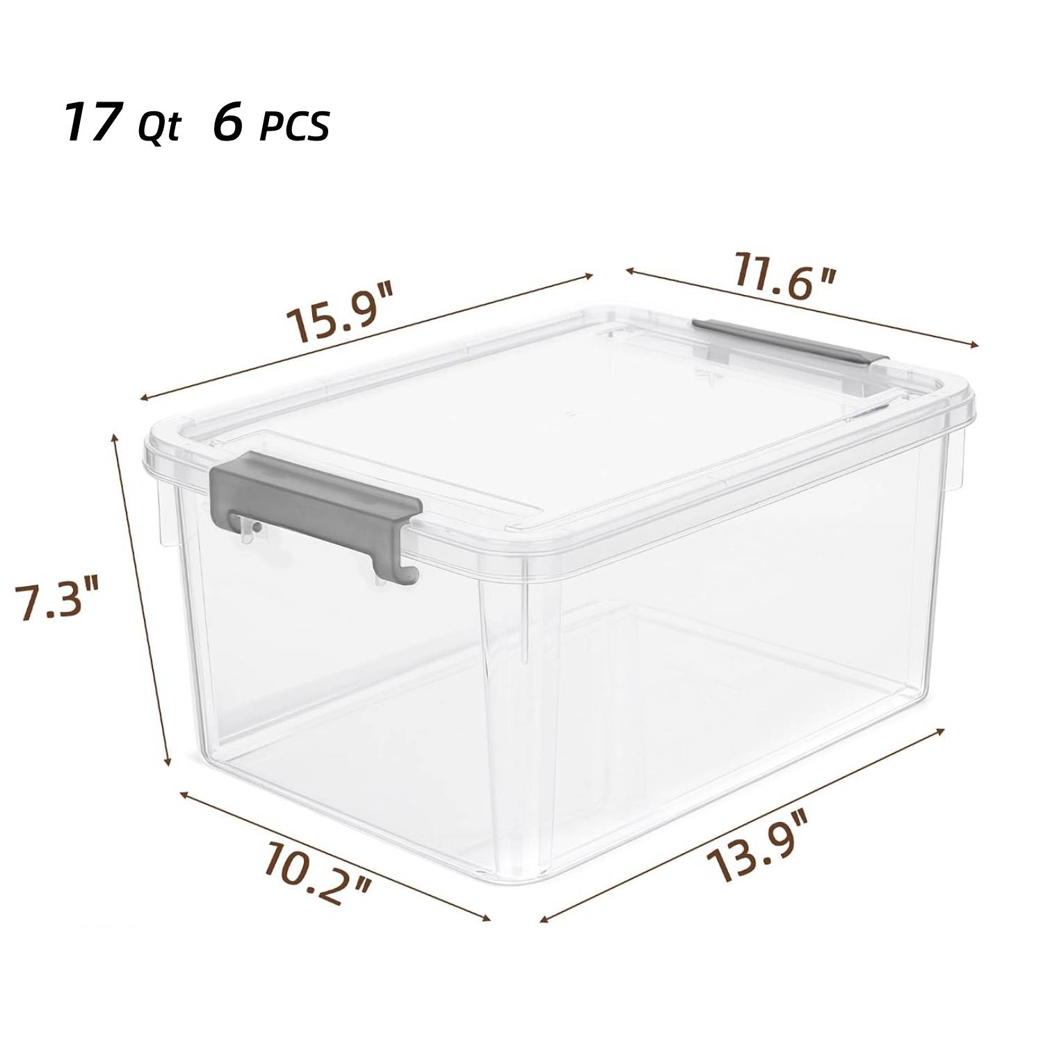 ANYWISH 17-Quart Clear Storage Bins with Lids, 6-Pack photo 3
